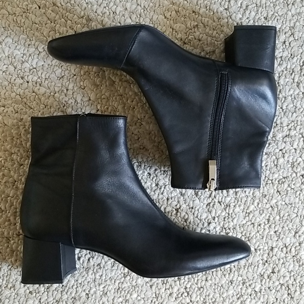 Zara Women Ankle Boots Black Soft Leather